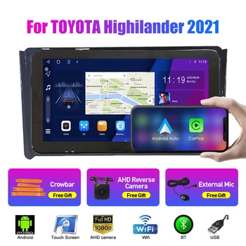 10,33 дюйма Автомагнитола для TOYOTA Highilander 2021 2Din Android Восьмиядерный автомобильный стерео DVD GPS-навигационный плеер QLED Screen Carplay