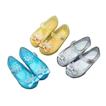 2023 Новая летняя водная обувь Детские желейные сандалии для девочек Малыши Принцесса Блестящие сандалии с бантом Детская пляжная обувь Изображение 0