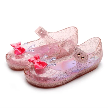 2023 Новая летняя водная обувь Детские желейные сандалии для девочек Малыши Принцесса Блестящие сандалии с бантом Детская пляжная обувь Изображение 4