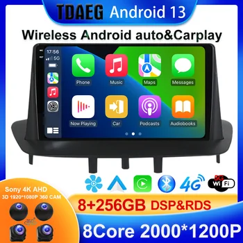 256G Android 13 GPS Автомагнитола для Renault Megane 3 Fluence 2008-2014 Мультимедийный плеер DSP Carplay 8G 128G Стерео No 2 din DVD