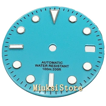 29 мм синий циферблат часов светящийся механизм NH35 Часы Автоматический механизм С окошком даты Часы Профессиональные аксессуары