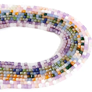 4x4 мм Стеклянные бусины Многоцветные кубические распорные бусины для DIY Ювелирные изделия Изготовление Ожерелье Браслет Свободная бусина, 1 нить (около 95 шт. / Нить)
