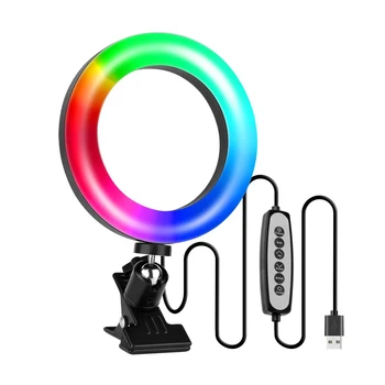 6 дюймов Кольцевой Селфи Светильник Клип-Он RGB Круглый Свет Для Мобильных Телефонов Ноутбуков Зеркала Прямая Трансляция Селфи Влог Зум Звонки