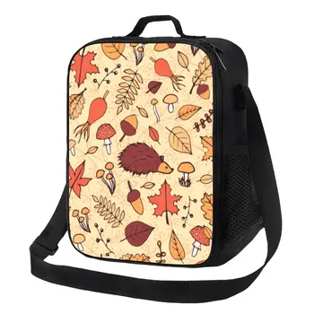  Custom Cute Fall Hedgehog Lunch Bag Мужчины Женщины Теплый Охладитель Изолированный Ланч Бокс для Студенческой Школы