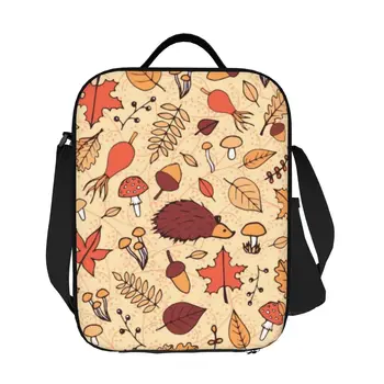  Custom Cute Fall Hedgehog Lunch Bag Мужчины Женщины Теплый Охладитель Изолированный Ланч Бокс для Студенческой Школы Изображение 3