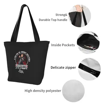Custom Rock Johnny Hallyday Shopping Холщовая сумка для женщин Прочные продукты Французский певец
 Сумки-шопперы Изображение 4