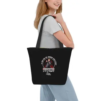 Custom Rock Johnny Hallyday Shopping Холщовая сумка для женщин Прочные продукты Французский певец
 Сумки-шопперы Изображение 5