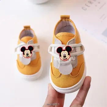 Disney Микки Минни Спринг Новые детские холщовые туфли для мальчиков Школьная повседневная обувь для девочек Нескользящая мода Дети Кроссовки унисекс