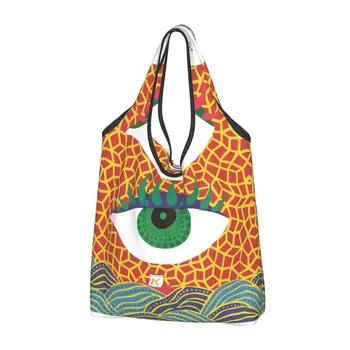 Eyes Yayoi Kusama Абстрактное искусство Продуктовая сумка для покупок Симпатичный покупатель Плечо Большие сумки Портативная сумка