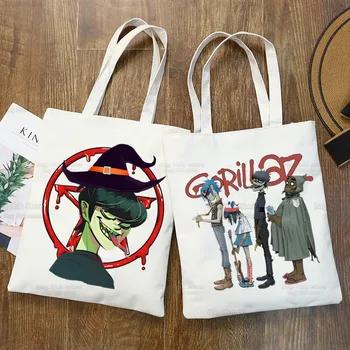 Gorillaz PUNK ROCK Мультяшные холщовые сумки через плечо Большая емкость ChakaKhan Noodle College Harajuku Сумка Женская сумка Сумка для покупок