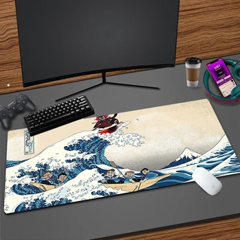 Great Wave Off Art HD Printing Gaming Аниме Коврик для мыши Компьютерный замок Край Натуральный каучук E-sports Настольный коврик Большой офисный коврик для мыши