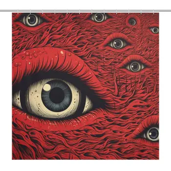Horror Red Eye Абстрактный декор окна Занавеска для душа Водонепроницаемый с 12 крючками для ванной комнаты Изображение 0