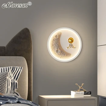 LED Moon Потолочный светильник Творческая личность Коридор Проход Прихожая Настенный светильник Детская комната Спальня Домашний декор Осветительный прибор Изображение 0