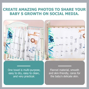 Milestone Одеяло Одеяла для новорожденных для младенцев Фото Младенческая пеленка Фон Фланелевый детский мемориальный флис Изображение 4