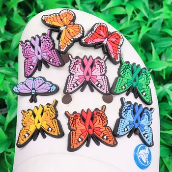 Mix 50 шт. ПВХ животное насекомое Kawaii красочная бабочка обувь пряжка аксессуары забавные DIY обувь украшение Jibz для крокодиловых шармов Изображение 0