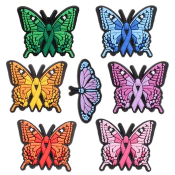 Mix 50 шт. ПВХ животное насекомое Kawaii красочная бабочка обувь пряжка аксессуары забавные DIY обувь украшение Jibz для крокодиловых шармов Изображение 1
