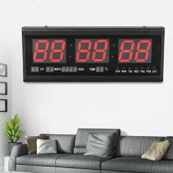 Rote LED Wanduhr Senior Uhr Büro Datum Anzeige Elektronik Digitale Wohnzimmer Küchen Uhr