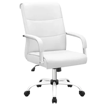 Vineego High Back Office Desk Chair Стул для конференций с искусственной кожей, белый Изображение 0