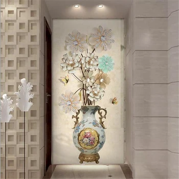 wellyu Пользовательские обои модные 3D фотообои papel de parede стерео цветок богатая ваза вход фон обои фрески Изображение 0