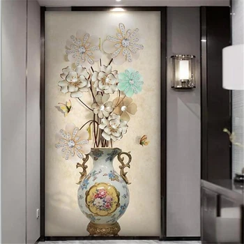 wellyu Пользовательские обои модные 3D фотообои papel de parede стерео цветок богатая ваза вход фон обои фрески Изображение 1