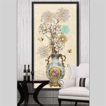 wellyu Пользовательские обои модные 3D фотообои papel de parede стерео цветок богатая ваза вход фон обои фрески Изображение 2