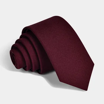 Высококачественный новый мужской шерстяной галстук 5,5 см Корейская версия Узкий Модный Slim Fit Деловой повседневный красный темный полосатый галстук Мужской подарок Изображение 0