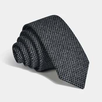 Высококачественный новый мужской шерстяной галстук 5,5 см Корейская версия Узкий Модный Slim Fit Деловой повседневный красный темный полосатый галстук Мужской подарок Изображение 1