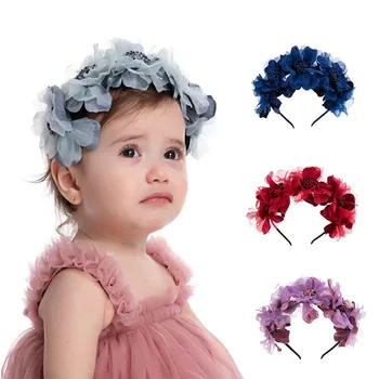 Детская повязка на голову Детские девочки Венок из цветка короны Повязка для волос Принцесса Обруч для волос Цветок Повязка на голову Детский подарок Фотографирование Мода
