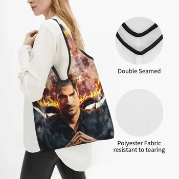 Забавная печать Крутая сумка для покупок Lucifer Morningstar Портативная сумка для покупок на плече шоппера Изображение 1