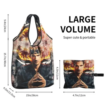 Забавная печать Крутая сумка для покупок Lucifer Morningstar Портативная сумка для покупок на плече шоппера Изображение 5