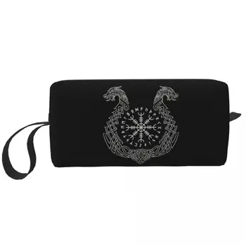 Изготовленная на заказ сумка для туалетных принадлежностей Viking Helm Of Awe для женщин Norse Compass Макияж Косметический органайзер Lady Beauty Storage Dopp Kit Box