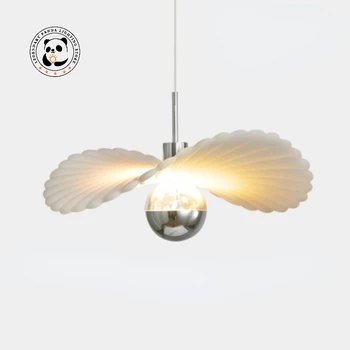 Итальянский дизайнер Смола Лепесток Искусство Подвесные Светильники LED E27 Простые кремовые подвесные светильники Кухня Кабинет Ресторан Потолочные люстры