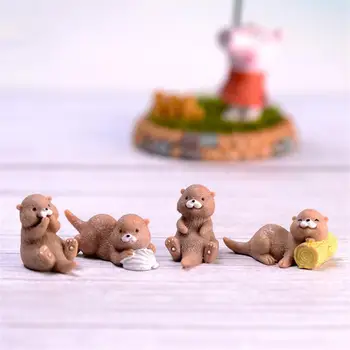 Милая маленькая фигурка выдры Топперы для торта Кукольный домик Бонсай Орнамент Животное Модель Водяная Собака DIY Поделки для дома Kawaii Домашний декор Изображение 1