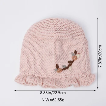 Милая принцесса Вязаная шапка Детская зимняя зимнепробиваемая шапка с атласной подкладкой для большего тепла и комфорта Детские товары регулируемого размера Изображение 4