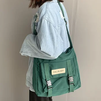 Мода Простая сумка-мессенджер Женская Южная Корея Шикарная сумка почтальона Леди Студентка Нейлон Водонепроницаемый холщ Школьная сумка
