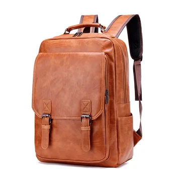  Новый модный бренд Мужской рюкзак Бизнес Сумка для ноутбука Водонепроницаемая сумка для отдыха на открытом воздухе PU Школьная сумка Молодежный Мужской Подросток