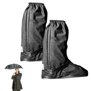 Обувные дождевики Протекторы обуви с высокой трубкой Бахилы для езды на велосипеде Многоразовые нескользящие чехлы для ботинок Водонепроницаемые дождевые галоши для
