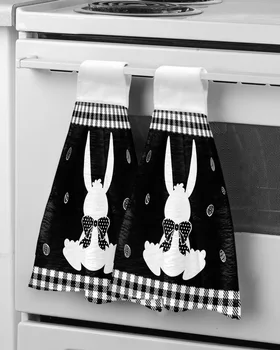 Пасхальный плед кролик Полотенце для рук Бытовая ванная комната Впитывающее полотенце из микрофибры Кухонная подвесная чистящая ткань