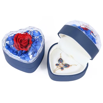 Прозрачная шкатулка для драгоценностей на День святого Валентина Контейнер Вечный цветок Кольца Роза Ожерелья Подарочная коробка Изображение 3