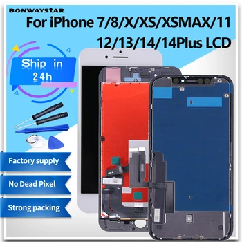Прямая замена экрана для iPhone 7 8 x xs xr xsmax 11 12 13ProMAX 14ProTouch Glass Digitizer Teset Один за другим Все рабочие ЖК-дисплеи Изображение 0