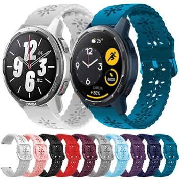 Силиконовый женский ремешок для часов Xiaomi Цвет 2 полосы Mi Watch S1 Pro 22 мм Спортивные мягкие тонкие браслеты Замена ремня Ремешки для часов