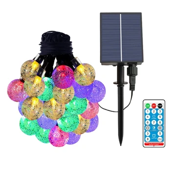 Солнечная световая цепочка, 50 разноцветных хрустальных шаров, IP65 водонепроницаемый для Рождества, украшений, фестивалей, садов Изображение 0