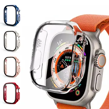 Стекло + чехол для аксессуаров Apple Watch 49 мм Смарт-часы Бампер + защитная пленка для экрана Закаленная крышка для Apple Watch Ultra