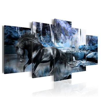 Стена Много лошадей Алмазная живопись 5 шт. DIY алмазные наборы Полные наборы для вышивания Бегущая лошадь Узор алмазная мозаика Подарок Изображение 0