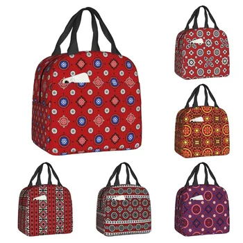 Традиционные пакистанские цветочные сумки для ланча Ajrak для работы Школа Герметичный термоохладитель Bento Box Женщины Дети Изображение 0