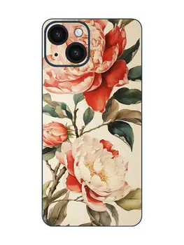  Чернила и цвет Цветочный узор iPhone 14 Защитная пленка для заднего экрана, стиль Scarlett Hooft Graafland и цветочный дизайн аниме