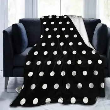  Черные и белые точки Легкое фланелевое одеяло для всесезонного дома Одеяло Гостиная Спальня Диван Теплое одеяло